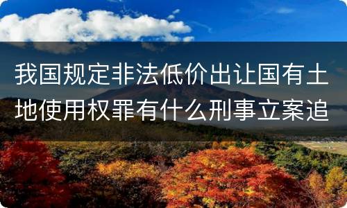 我国规定非法低价出让国有土地使用权罪有什么刑事立案追诉标准