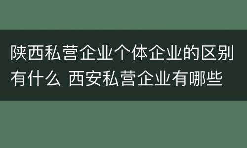 陕西私营企业个体企业的区别有什么 西安私营企业有哪些