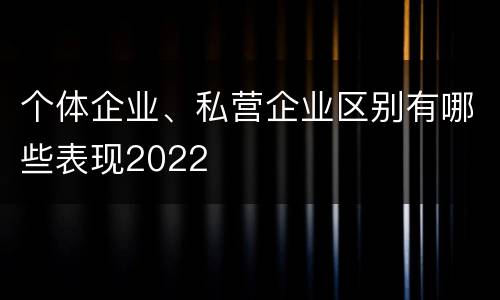 个体企业、私营企业区别有哪些表现2022