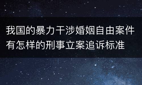 我国的暴力干涉婚姻自由案件有怎样的刑事立案追诉标准