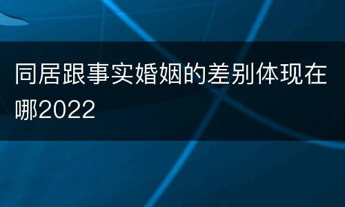 同居跟事实婚姻的差别体现在哪2022