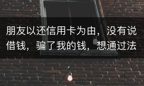 朋友以还信用卡为由，没有说借钱，骗了我的钱，想通过法律途径要回来