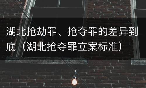 湖北抢劫罪、抢夺罪的差异到底（湖北抢夺罪立案标准）