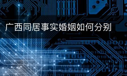 广西同居事实婚姻如何分别