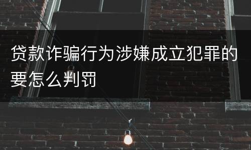 贷款诈骗行为涉嫌成立犯罪的要怎么判罚