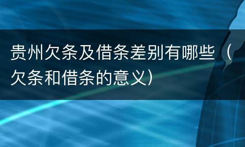 贵州欠条及借条差别有哪些（欠条和借条的意义）