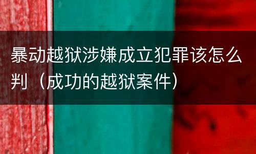 暴动越狱涉嫌成立犯罪该怎么判（成功的越狱案件）