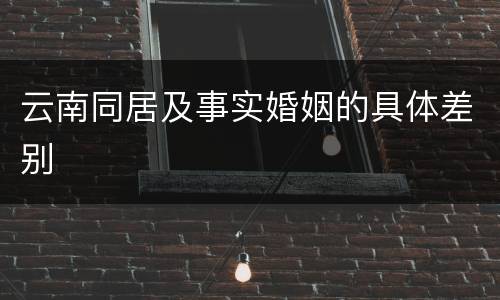 云南同居及事实婚姻的具体差别