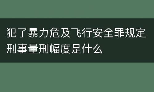 犯了暴力危及飞行安全罪规定刑事量刑幅度是什么