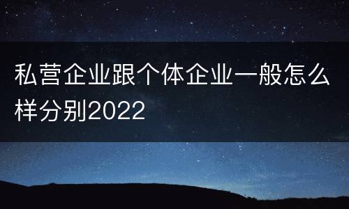 私营企业跟个体企业一般怎么样分别2022