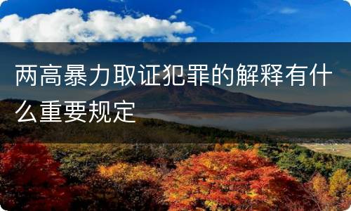 两高暴力取证犯罪的解释有什么重要规定