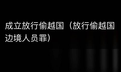 成立放行偷越国（放行偷越国边境人员罪）