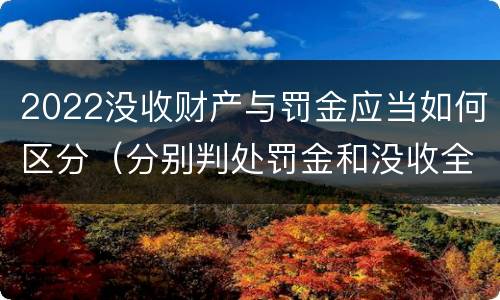 2022没收财产与罚金应当如何区分（分别判处罚金和没收全部财产）