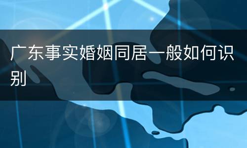 广东事实婚姻同居一般如何识别