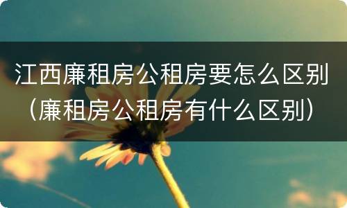 江西廉租房公租房要怎么区别（廉租房公租房有什么区别）