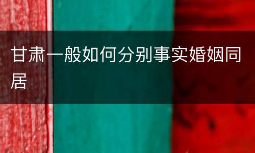 甘肃一般如何分别事实婚姻同居