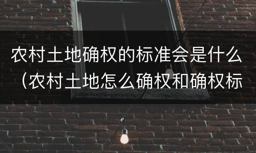 农村土地确权的标准会是什么(农村土地怎么确权和确权标准)