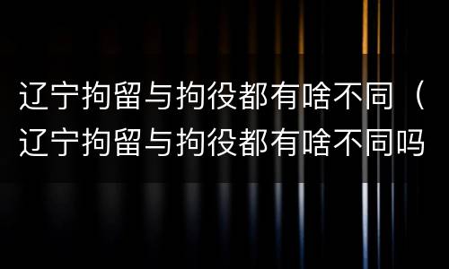 辽宁拘留与拘役都有啥不同（辽宁拘留与拘役都有啥不同吗）