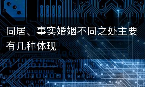 同居、事实婚姻不同之处主要有几种体现
