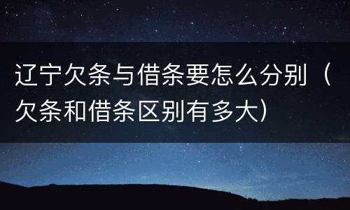 辽宁欠条与借条要怎么分别（欠条和借条区别有多大）