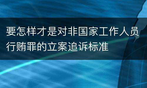 要怎样才是对非国家工作人员行贿罪的立案追诉标准