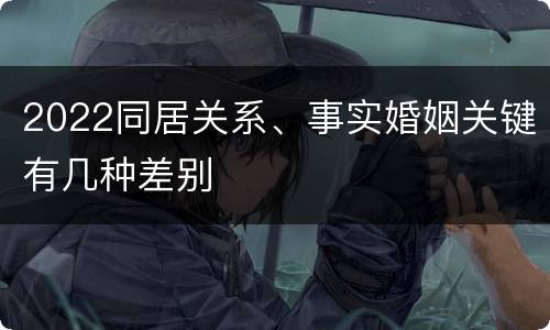 2022同居关系、事实婚姻关键有几种差别