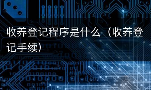 收养登记程序是什么（收养登记手续）