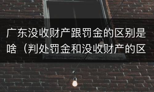 广东没收财产跟罚金的区别是啥（判处罚金和没收财产的区别）