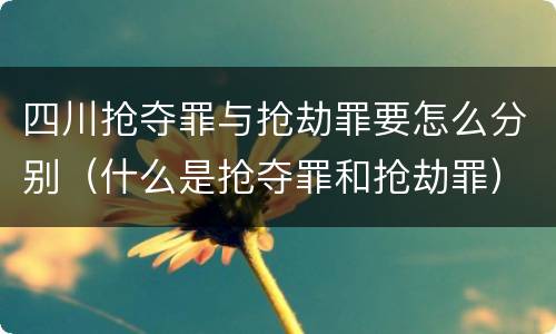 四川抢夺罪与抢劫罪要怎么分别（什么是抢夺罪和抢劫罪）