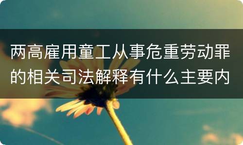 两高雇用童工从事危重劳动罪的相关司法解释有什么主要内容