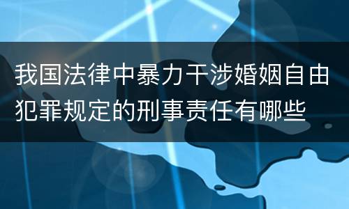 我国法律中暴力干涉婚姻自由犯罪规定的刑事责任有哪些