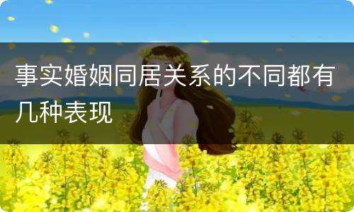 事实婚姻同居关系的不同都有几种表现