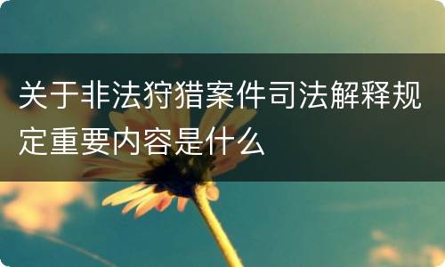 关于非法狩猎案件司法解释规定重要内容是什么
