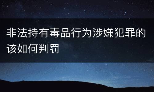 非法持有毒品行为涉嫌犯罪的该如何判罚