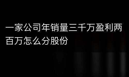 一家公司年销量三千万盈利两百万怎么分股份