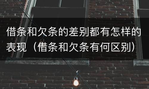 借条和欠条的差别都有怎样的表现（借条和欠条有何区别）