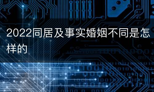 2022同居及事实婚姻不同是怎样的