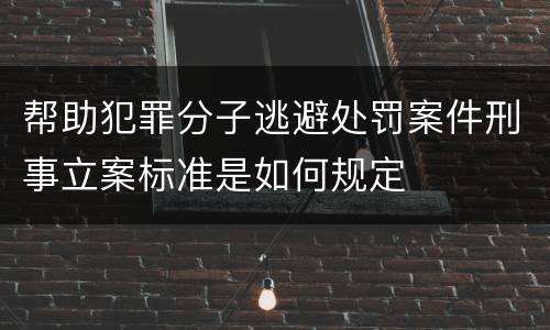帮助犯罪分子逃避处罚案件刑事立案标准是如何规定