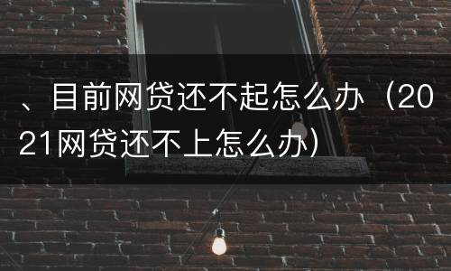 、目前网贷还不起怎么办（2021网贷还不上怎么办）