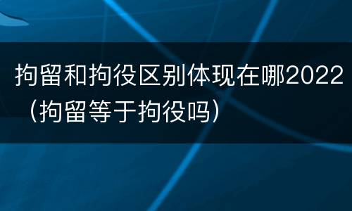 拘留和拘役区别体现在哪2022（拘留等于拘役吗）