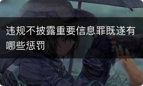 违规不披露重要信息罪既遂有哪些惩罚