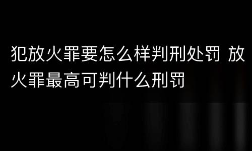 犯放火罪要怎么样判刑处罚 放火罪最高可判什么刑罚