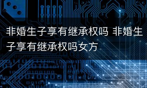 非婚生子享有继承权吗 非婚生子享有继承权吗女方