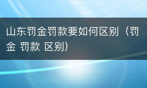 山东罚金罚款要如何区别（罚金 罚款 区别）