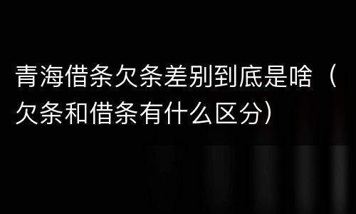 青海借条欠条差别到底是啥（欠条和借条有什么区分）