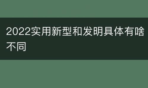 2022实用新型和发明具体有啥不同