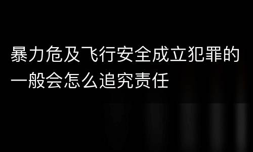暴力危及飞行安全成立犯罪的一般会怎么追究责任
