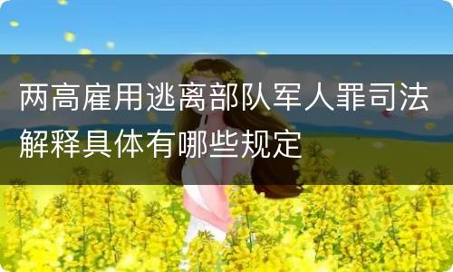 两高雇用逃离部队军人罪司法解释具体有哪些规定