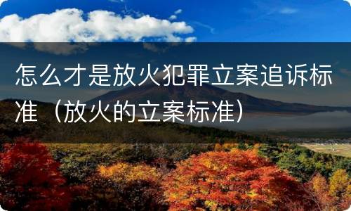 怎么才是放火犯罪立案追诉标准（放火的立案标准）