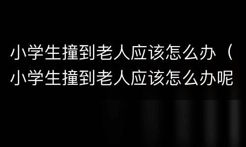 小学生撞到老人应该怎么办（小学生撞到老人应该怎么办呢）